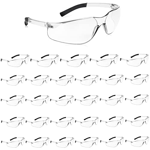 Salfboy 30 Pack Clear Safety Glasses with ANSI Z87.1 Scratch Resistant Eyewear for Women Man Lab Goggles Eye Protection - color: 118-30 Clear
