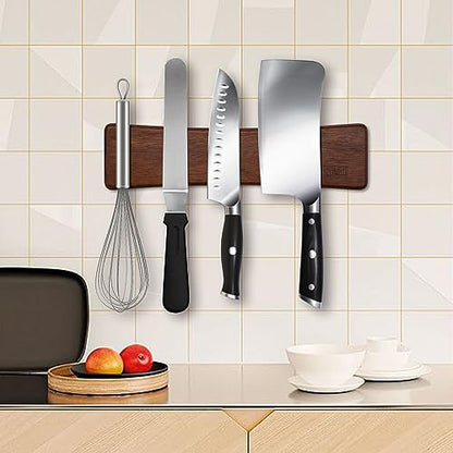 HOSHANHO Knife Magnetic Strip, Acacia Wood Powerful Magnetic Knife Strips, Magnetic Knife Holder for Wall 10 Inch Use as Magnetic Tool Organizer, Home Organizer - size: 10"