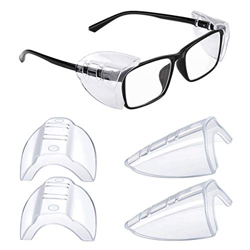 MELASA Safety Glasses Side Shields for Prescription Glasses, Slip on Clear Eye Glasses, Fits Small to Large Eyeglasses