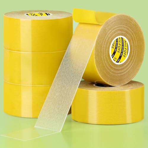 5Pack Double Sided Tape Heavy Duty, 2in x 66FT (330FT Total), Super Sticky Resistente Clear Tape, Universal High Tack Strong Wall Adhesive with Fiberglass Mesh,Easy Use Mounting Tape - size: 5Pack,Each2" x 66FT