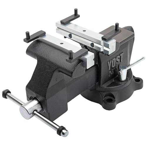 Yost MV-6 Multipurpose 6" Wide Jaw Homeowners Bench Vise | Industrial & Workshop-Grade Work Table Mechanic Tools for Wood Working, Metal Works, & DIY Projects | 360° Swivel Base | Includes 4 Jaw Dogs - size: 6 Inch