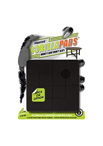 Slipstick GorillaPads 4 Inch Non Slip Furniture Gripper Pads (Pre-Scored to Cut to Size) Stops Sliding and Protects All Hard Floor Surfaces, Optional Self-Stick Adhesive, Square, CB140 - size: 4" Pre-scored