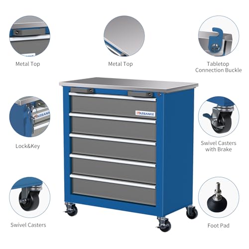 LARBANKE 5-Drawer Rolling Tool Chest,Tool Cabinet on Wheels with Keyed Locking System and Drawer Liners,Tool Chest with Link Buckle and can be Combined to Large Cabinet Set,for Warehouse,Garage - style: 5 Drawer Rolling Tool Chest