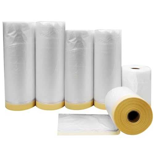 VViViD Heavy-Duty Tape and Drape Plastic Drop Cloth Masking Paper for Automotive Painting Covering 6 Pack Multi-Size Bundle (22", 43" and 60" x 105ft) - size: 6 Pack Multi-Size (22", 43" and 60" x 105ft)