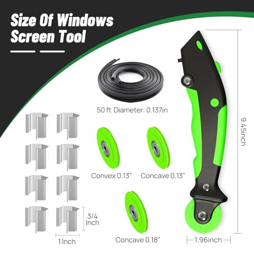 King&Charles Window Screen Door Repair/Replacement Kit, Includes Black Screen Mesh 48"x118"+ Versatile Screen Roller Tool+50Ft Spline+8Clips, Insect Screen, Pet Proof Window Mesh Kit - color: Black
