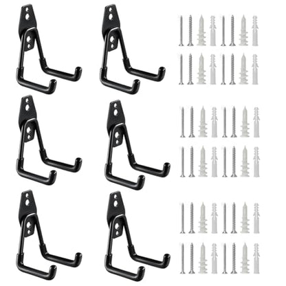 Heavy Duty Garage Storage Utility Hooks，Garden Bike Tool Hangers Organizer，Steel Wall Mount Power Hooks, Metal Small U Hooks for Hanging Ladders Ropes Hose Bulk Items, 6 Pack - size: 6 Pieces