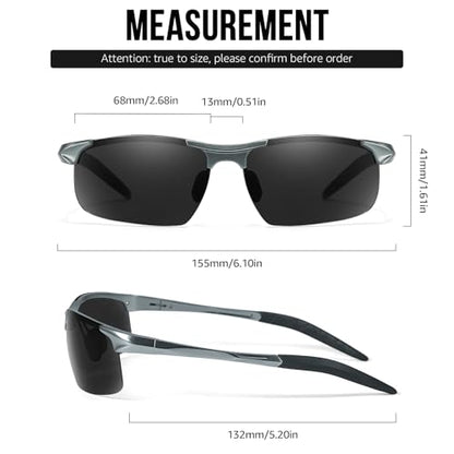 TJUTR Mens Photochromic Sunglasses Day & Night Driving Z87 Sun Glasses Polarized UV400 Protection Safety Glasses - color: C Gun Frame/Grey Polarized Lens