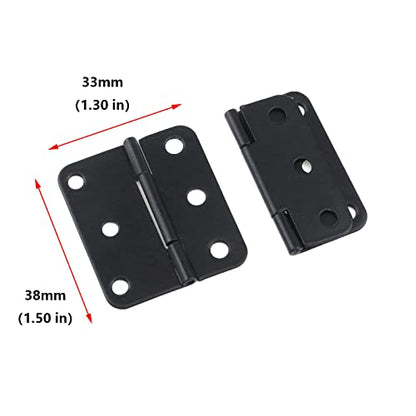 Antrader Flat Black Asymmetric Door Hinge Cabinet Gate Closet Hinge 1-1/2'' Long Home Furniture Hardware 24-Pack - color: Black, size: 1.5" X 1.3", 24pcs