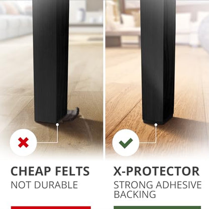 X-Protector Premium Felt Furniture Pads - 20 PCS 6 x 1/2" - Black Rectangular Pads with Tenacious Adhesive - Protects Hardwood, Laminate & Tile Floors - size: 6 x 1/2" 20 Black, Strips