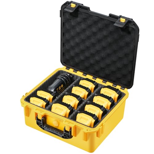Storage Case for Dewalt 20V Battery: Waterproof Hard Carrying Cases for Dewalt 20V/12V/60V Battery/Charger, Organizer Storage with 9 Dividers for Milwaukee 1.5/2.0/5.0/6.0/9.0ah Batteries (Case Only) - color: Extra Large