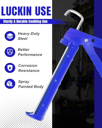 Holothurian Caulking Gun, Caulk Gun No Drip,Sealant Finishing Tool Grout Scraper for Kitchen Bathroom Window Sink Joint, 1/10 Gallon Cartridge, 10:1 Thrust Ratio, Blue - color: Blue