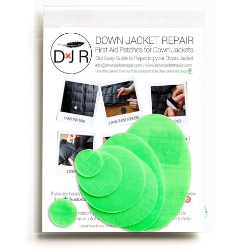 Down Jacket Repair Patches - Self-Adhesive Down Jacket Repair Patches | Waterproof, Tear-Resistant, Pre-Cut Patches | 7-Piece Set for Outdoor Gear, Sleeping Bags & Tent - color: Fluro Green