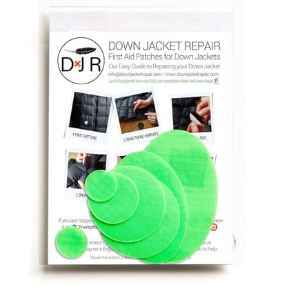 Down Jacket Repair Patches - Self-Adhesive Down Jacket Repair Patches | Waterproof, Tear-Resistant, Pre-Cut Patches | 7-Piece Set for Outdoor Gear, Sleeping Bags & Tent - color: Fluro Green
