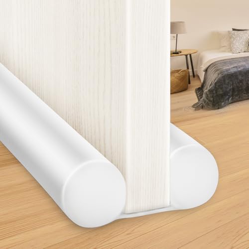 MAXTID Under Door Draft Stopper White 32Inch, Weather Stripping Door Seal, Door Sweep for Exterior & Interior Doors Door Bottom Seal Dust and Noise Insulation Large Door Draft Guard of Doors Blocker - color: White, size: 32"