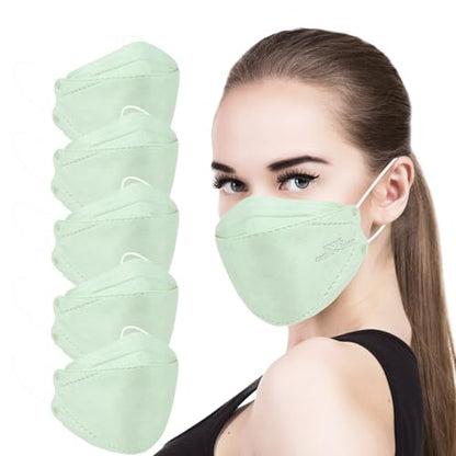 akgk KN95 Face Masks 50 Pack, 5-Ply Disposable Mint Green Face Mask Against PM 2.5 Smoke and Dust - color: Z-50 Pack-mint Green