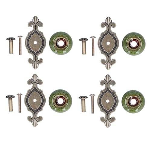 4 Set Zinc Alloy Round Cabinet Knob Drawer Pull Handle Green for Furniture Wardrobe Bathroom Hardware