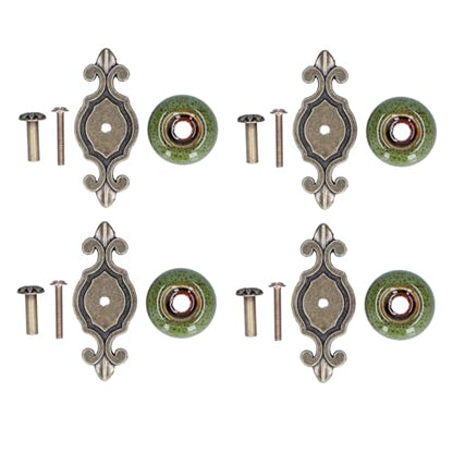 4 Set Zinc Alloy Round Cabinet Knob Drawer Pull Handle Green for Furniture Wardrobe Bathroom Hardware