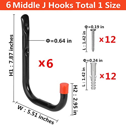 Heavy Duty Garage Storage Hooks, Wall Mount Storage Utility Hangers for Ladders, Bike and Garden Tools (7.9Inch x 5.9Inch) - size: 7.9Inch x 5.9Inch
