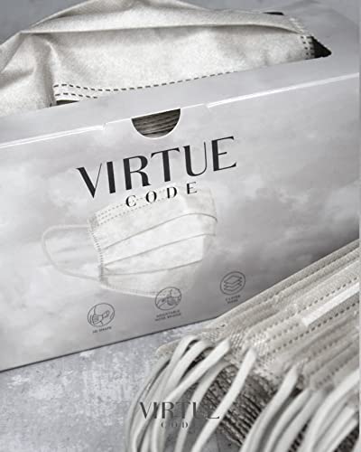 VIRTUE CODE On The Go Curved Face Masks - Soft 3 Ply Comfort 50 Disposable Face Masks - color: Grey