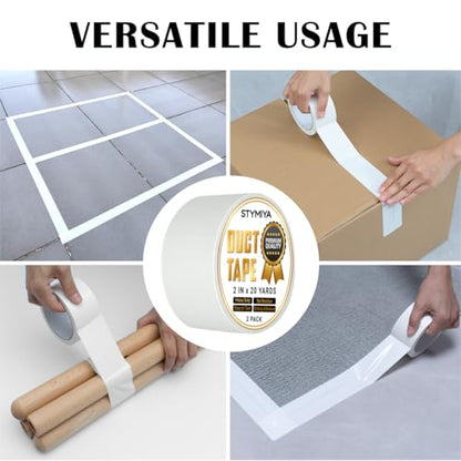 White Duct Tape Heavy Duty: 6Rolls*2IN*20Yards Wide Waterproof Outdoor Duck Furniture Repair Tape Bulk - Strong Adhesive Weather UV Resistant No-Residue Masking Tapes Patterns Variety Pack - color: White, size: 6*2in*20yards