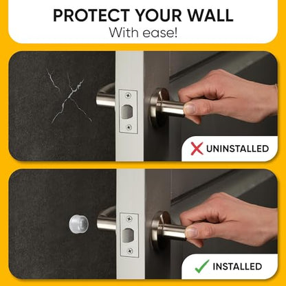 Vellax 12 Clear Silicone Door Bumpers – Self-Adhesive Wall Protectors for Door Knobs, Handles & Headboards – Quiet Rubber Pads for Impact Protection - style: 12 Deep Domes