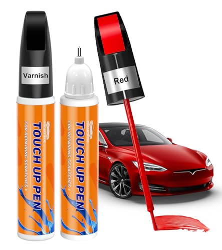 Touch Up Paint for Cars, Car Paint Scratch Repair Pen, Automotive Touch Up Paint Pen, Color Accurate Scratch Remover for Vehicles 2PCS(Red+Varnish) - color: Red + Varnish