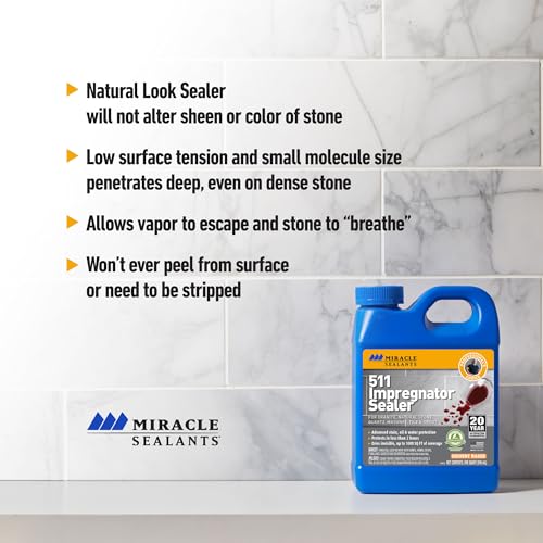 Miracle Sealants 511 Impregnator Advanced Penetrating Sealer for Countertops, Stone, Tile & Grout, Pint - size: Pint