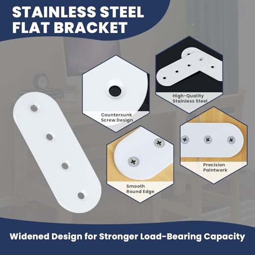 Alise 4 Pcs Flat Straight Brace Brackets Mending Plates Repair Fixing Bracket,100x38mm Stainless Steel White Finish - color: White Finish, size: 100mmX38mm