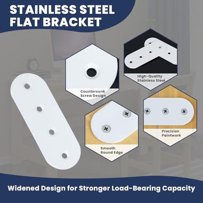 Alise 4 Pcs Flat Straight Brace Brackets Mending Plates Repair Fixing Bracket,100x38mm Stainless Steel White Finish - color: White Finish, size: 100mmX38mm
