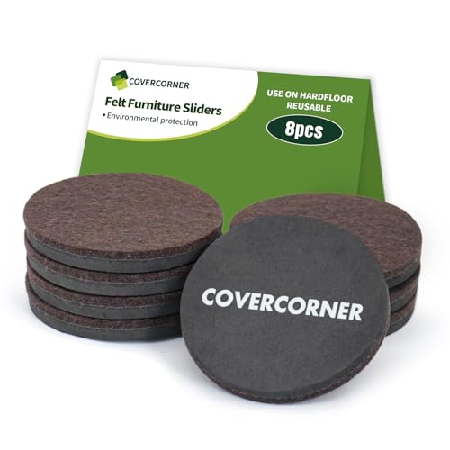 Felt Furniture Sliders for Hardwood Floors 8 PCS - 3 1/2 inch Furniture Moving Slider – Heavy Duty Felt Movers Sliders Chair Legs Floors Protectors (for Hardwood Floors) Brown - size: 8 PCS 3 1/2" Brown