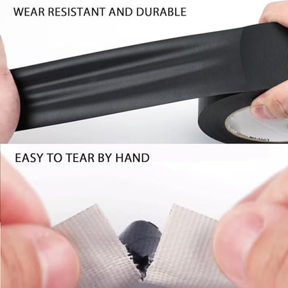 3-Pack Duct Tape Heavy Duty Black Waterproof, 66 Yards x 1.88 Inch Total Strong Adhesive Duct Tape No Residue Bulk for Home Use, DIY, Projects, Outdoor Repairs Tear by Hand - color: Black