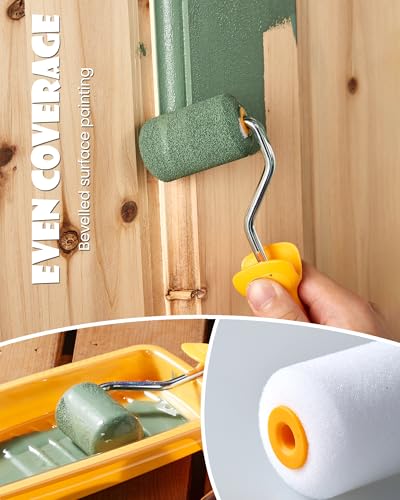 Voomey Foam Paint Roller, 2 Inch Mini Paint Roller Kit 12 Pack, Small Paint Rollers with Tray and Roller Frame for Touch Up Painting Wall, Door, Cabinet - size: 2 Inch Mini Paint Roller Kit 12 Pack