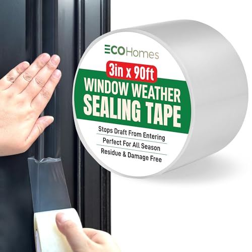 ECOHomes Window Weather Sealing Tape | Winter Weather Stripping Tape to Block Cold Drafts Through Window Gaps and AC Units, Insulation Seal and Draft Blocker for Home (3 Inch by 90 FT, Clear) - color: Clear, size: 3 Inch By 90 FT