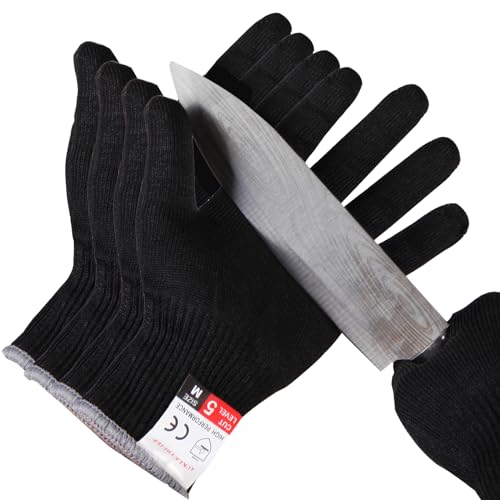 Kitchen Work Safety Protection Anti-Cutting Gloves Grade 5 Wear Resistance,Peel The Shell, Cut The Meat - color: Black, size: Medium
