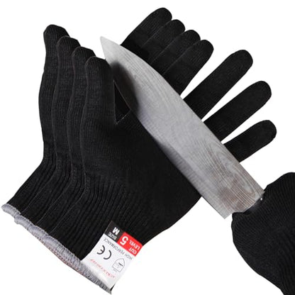 Kitchen Work Safety Protection Anti-Cutting Gloves Grade 5 Wear Resistance,Peel The Shell, Cut The Meat - color: Black, size: Large