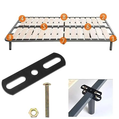 Metal Mending Plate Steel Bed Frame Maintenance Kit with Bolts for Repairing Fixed Bed Frame Center Leg Plank Reinforcement Straight Auxiliary Assembly Parts 2 Set