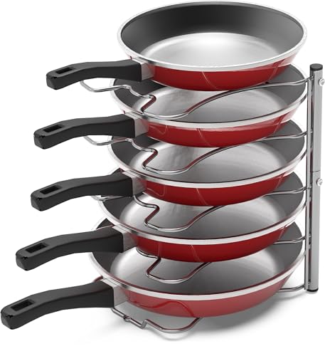 Simple Houseware Cabinet Pantry Pot and Pan Organizer Holder Rack, Chrome - color: Chrome