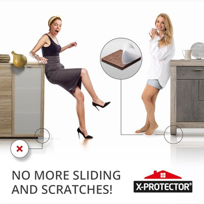 X-PROTECTOR Non Slip Furniture Pads – 12 Premium Furniture Grippers 3"! Best SelfAdhesive Rubber Feet Furniture Feet – Ideal Non Skid Furniture Pad Floor Protectors – Keep Furniture in Place! - size: 3 inch 12 Square