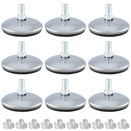 Bivethoi 12 Pack M8 Swivel Furniture Leveling Feet Table Leg Levelers, Adjustable Leveling Feet Heavy Duty Sofa Feet with T Nut, Threaded Swivel Foot Pads Chair Glides for Cabinet Bench, 2 Inch OD - size: M8 (2 Inch)