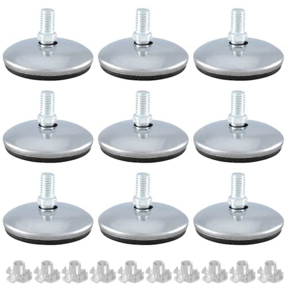 Bivethoi 12 Pack M8 Swivel Furniture Leveling Feet Table Leg Levelers, Adjustable Leveling Feet Heavy Duty Sofa Feet with T Nut, Threaded Swivel Foot Pads Chair Glides for Cabinet Bench, 2 Inch OD - size: M8 (2 Inch)