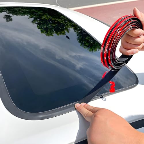 BESULEN 16.4 Ft Car Windshield Weather Stripping, 19mm T Shape Adhesive Rubber Seal Strip, Auto Sunroof Sealing Gasket, Front Rear Windshield Trim Stripping Leak Sound Proofing Weatherstrip - size: 16.4 Ft/0.74'' Wide
