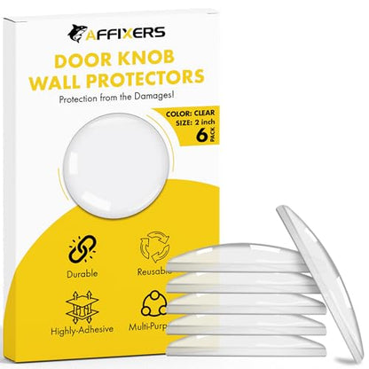 Clear Door Stoppers for Wall – Self Adhesive Door Knob Wall Protector, Door Slam Stopper, Door Handle Bumper Guard (Medium -2" (6 Pack)) - size: Medium -2" (6 Pack)