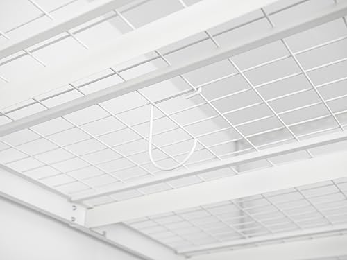 Heavy-Duty Overhead Storage Rack + Wall Mount Shelving Hooks – 4-Pack Steel Storage Hooks for Bikes, Ladders, Tools & Gear – Fits Overhead Racks & Shelving (Powder Coated) - color: White