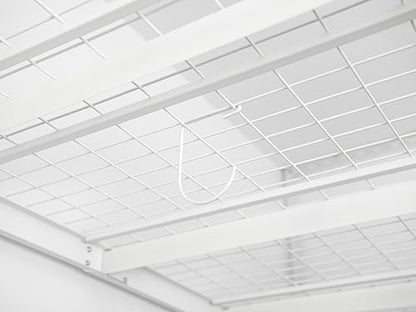 Heavy-Duty Overhead Storage Rack + Wall Mount Shelving Hooks – 4-Pack Steel Storage Hooks for Bikes, Ladders, Tools & Gear – Fits Overhead Racks & Shelving (Powder Coated) - color: White