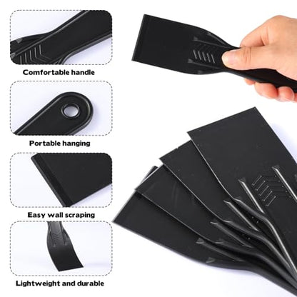 16 Pcs Plastic Putty Knife 2" Black Flexible Putty Knife Scraper Plastic Knives Putty Knife Set for Spackling,Repairing Walls, Removing Wallpaper,Pasting Plaster, Applying Mud