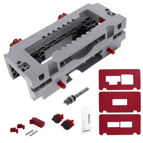 Milescraft 1229 Hinge Jig PLUS – Dual Clamping Door Hinge Jig Door Hinge Mortiser. Complete Hinge Installation Kit Rout Mortises from 2.5” to 4.5”. Strike and Latch Plates Included for Standard Doors