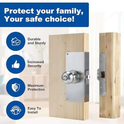 U 9551 Stainless Steel Lock and Door Reinforcement Plate fits 1-3/4"Thick Doors and Includes the U 9476 Security Latch Strike (1-1/4 "x 7-7/8"). - color: Stainless Steel Finish