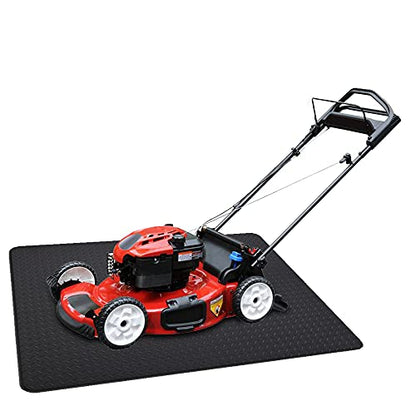 RESILIA Garage Mat, Prevents Stains Decorative Embossed Diamond Plate Pattern Black, 3 Feet x 4 Feet, Made in The USA