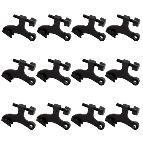 12 Pack Hinge Pin Oil Rubbed Bronze Door Stopper, Adjustable Heavy Duty Hinge Pin Door Stop with Oil Rubbed Bronze Rubber Bumper Tips - color: Oil Rubbed Bronze, size: 12