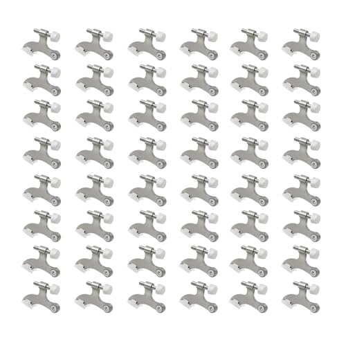 48 Pack Hinge Pin Brushed Nickel Door Stopper, Adjustable Heavy Duty Hinge Pin Door Stop with Rubber Bumper Tips - color: Brushed Nickel, size: 48